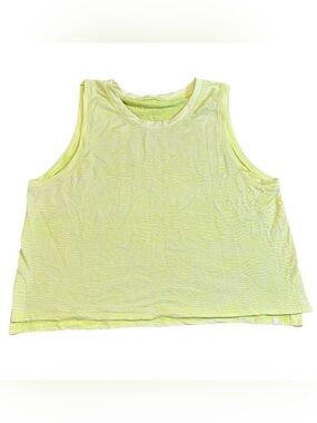 Lululemon Train To Be Cropped Tank Neon Yellow Ripple Wave Mesh Workout Top
